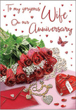 This anniversary card is presented as a tender, romantic tableau, like something you might find beside a bouquet delivered to a townhouse off Queen's Park's tree-lined streets. In the foreground, a lush cluster of red roses spreads across the card, each flower richly layered, with velvety petals that glow in shades of crimson and scarlet. The blooms are framed by fresh greenery, leaves glossy and curved, producing a natural contrast that makes the reds even more intense. Nestled beside the flowers is a softly coloured envelope, the paper smooth and slightly textured, hinting at a heartfelt note tucked within. Nearby rests a petite heart-shaped box in vivid red, its surface gleaming, paired with an elegant piece of jewellery that loops into delicate heart motifs, catching the light with a gentle metallic shine. Scattered around them are tiny heart shapes and jewel-like decorations, adding sparkle without overwhelming the calm romance of the design. A small butterfly element appears as though it has just landed on the edge of the roses, lending a hint of playfulness and new beginnings. The overall palette leans into rich reds, warm golds, creamy whites, and subtle blush tones, much like a bespoke arrangement crafted for a couple celebrating many years together in the Queen's Park community. Soft, diffused lighting bathes everything in a warm glow, smoothing out edges and creating a sense of intimacy. The composition feels thoughtful and personal, evoking memories shared and promises renewed with each anniversary.